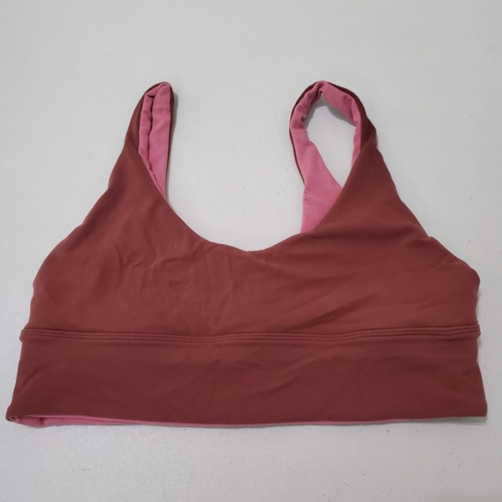 Lululemon Women Sports Bra 10 Red‎ Pink Align Reversable Scoop Neck Pullover